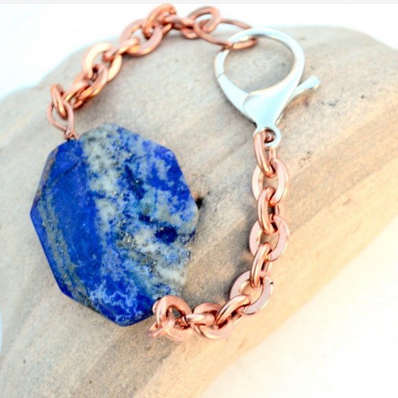 Conceptual Subculture Jewelry - Blue Lapis Lazuli Copper Chain Bracelet Unisex